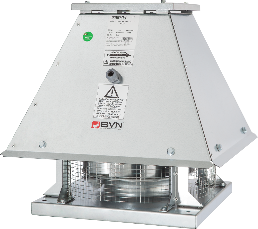 Bvn Bahçıvan Brcf 560M Yatay Atışlı Radyal Çatı Fanı 220V (10800m³/h)