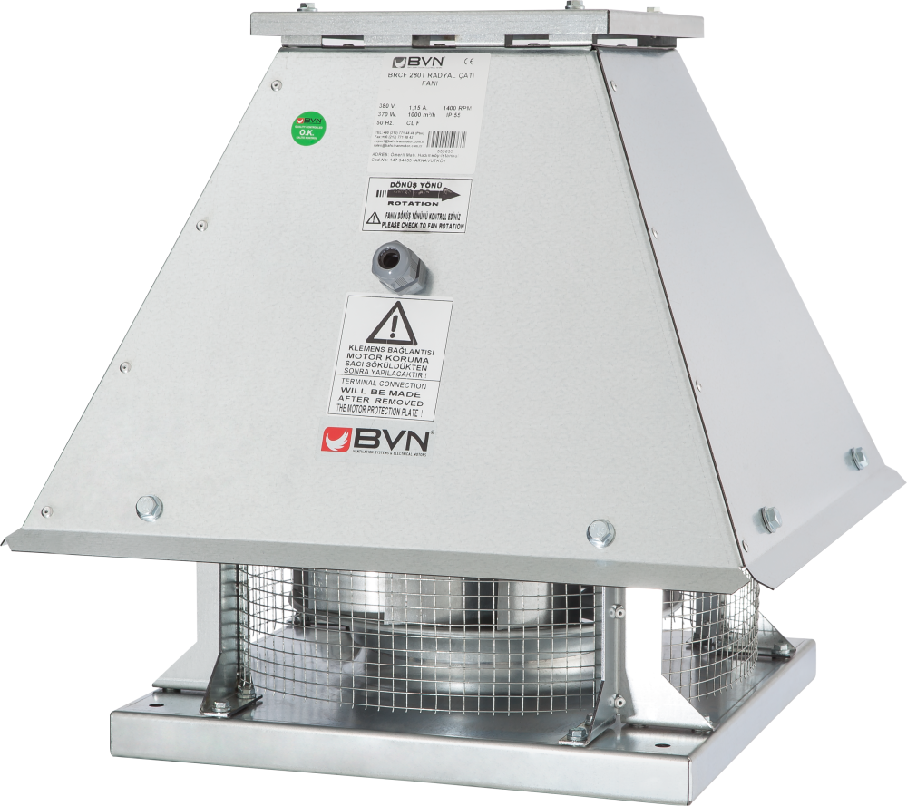 Bvn Bahçıvan Brcf 315T Yatay Atışlı Radyal Çatı Fanı 380V (1950m³/h)
